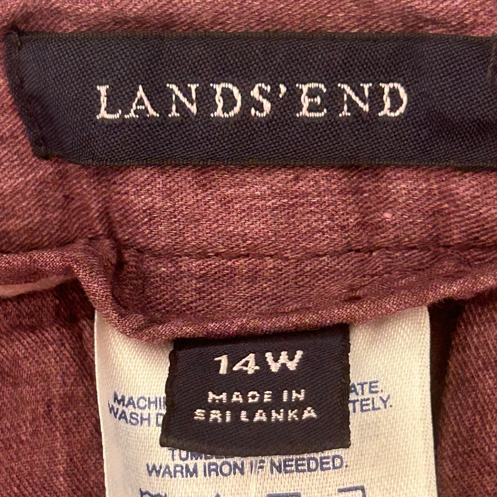Lands End Deep Burgundy Stretch Chino Skirt 14W Maroon Purple‎ Knee Length - Picture 4 of 11